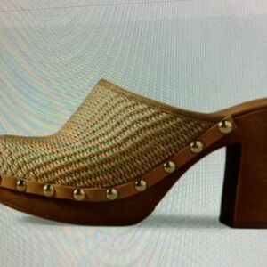 Woven Tan Platform Clog Mule - Women's